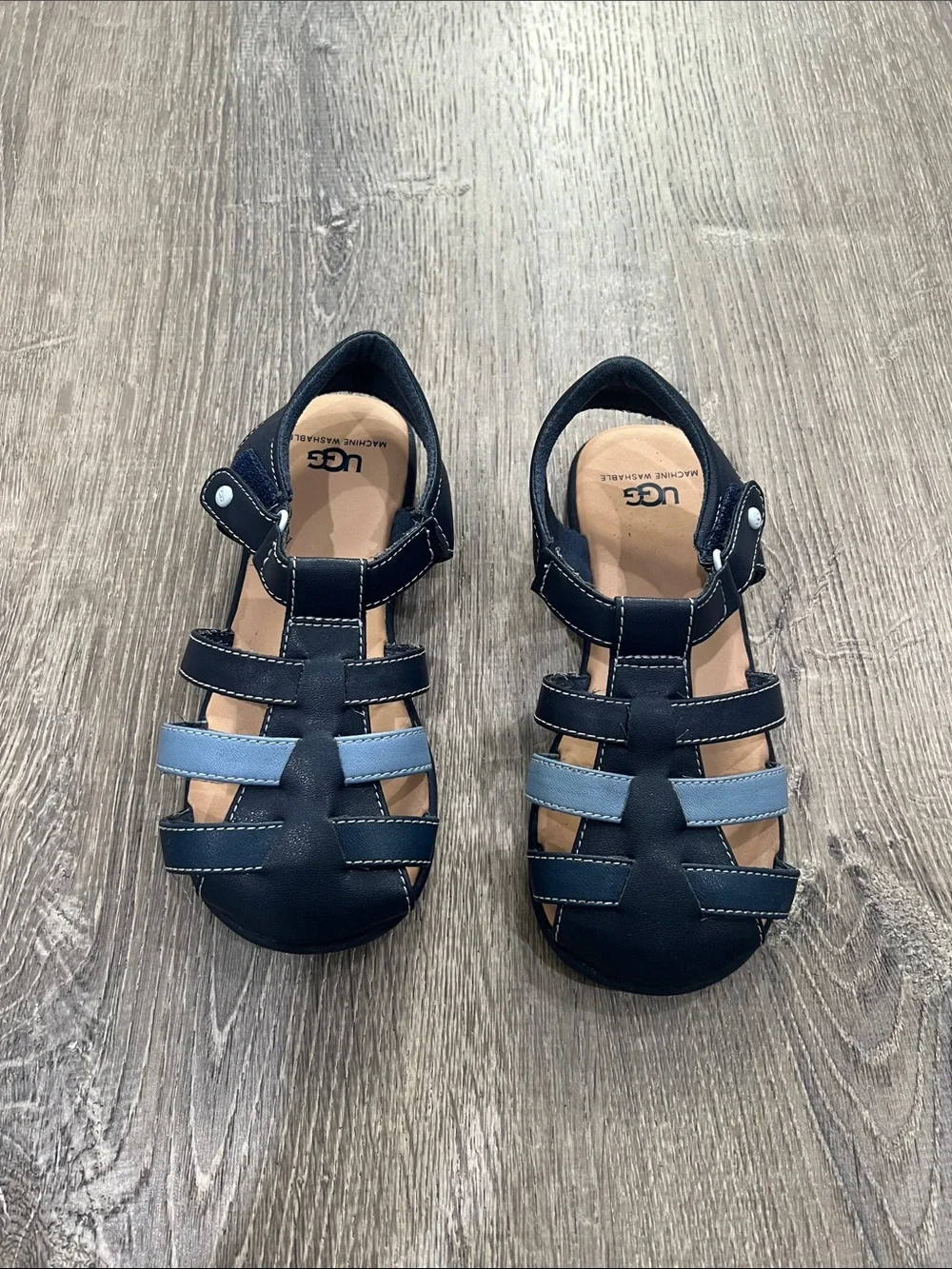 UGG Kids Navy and Light Blue Fisherman-Style Sandals